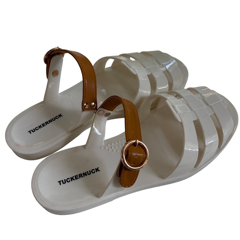Tuckernuck Ivory Riley Jelly Sandals Womens US 7/8 EU38 EUC Fisherman